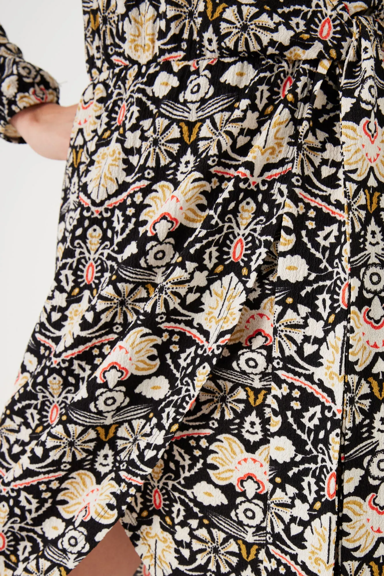 Garcia Ladies Mini Wrap Dress - Black Print