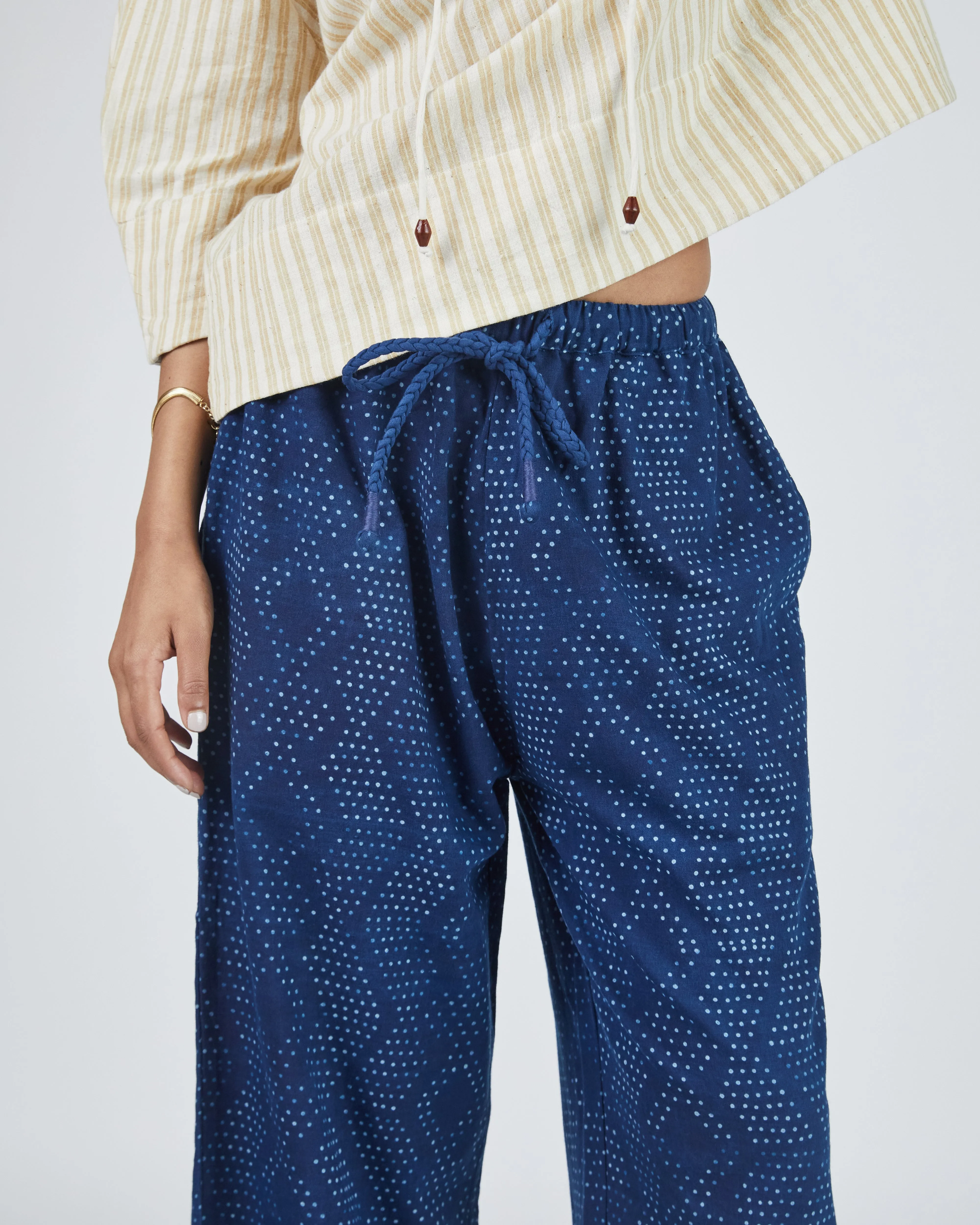 Garima Pant in Dot Indigo Print