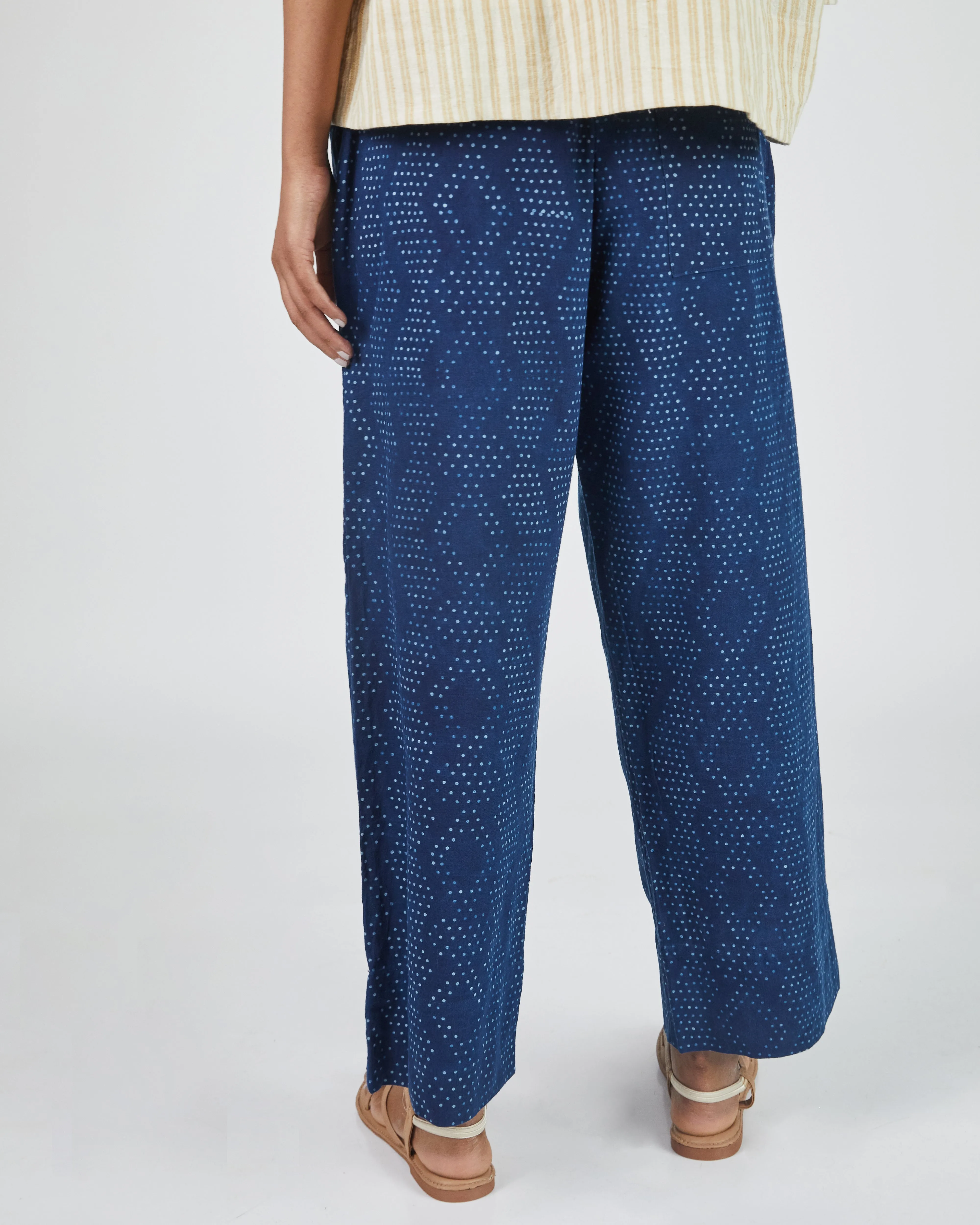 Garima Pant in Dot Indigo Print