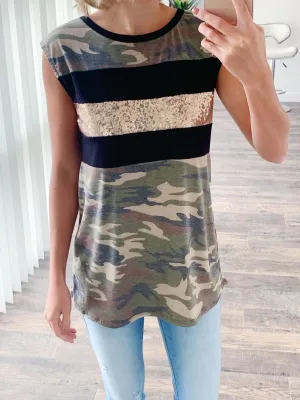 Glam Camo Sleeveless Top