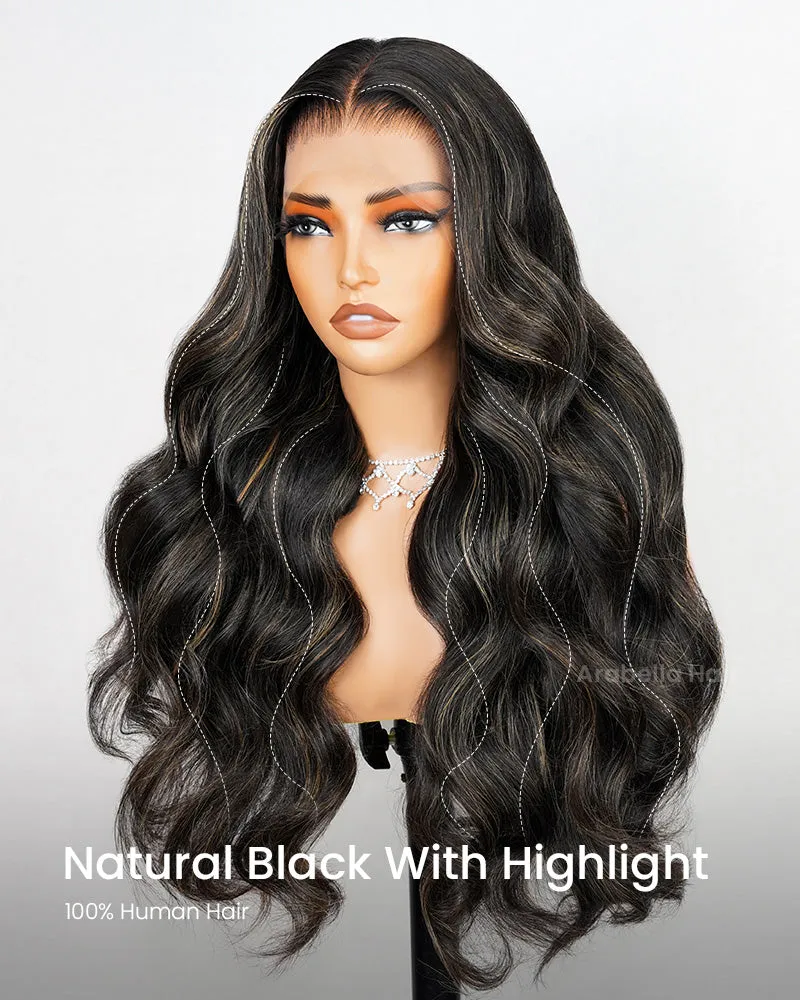 Golden Highlight Color Body Wave 13x4/6x5 Pre-Cut Wear Go Human Hair Wig Middle Part
