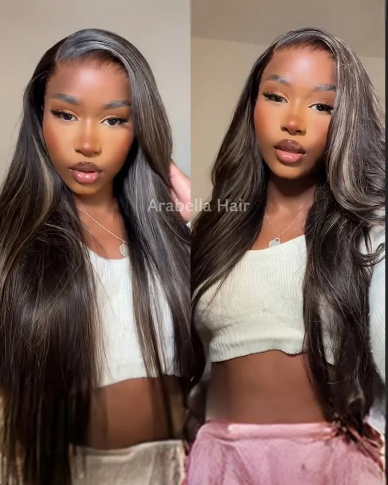 Golden Highlight Color Body Wave 13x4/6x5 Pre-Cut Wear Go Human Hair Wig Middle Part