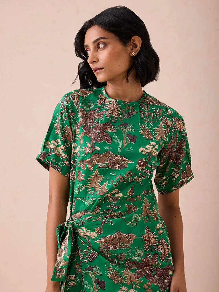 Green Fields Wrap Dress