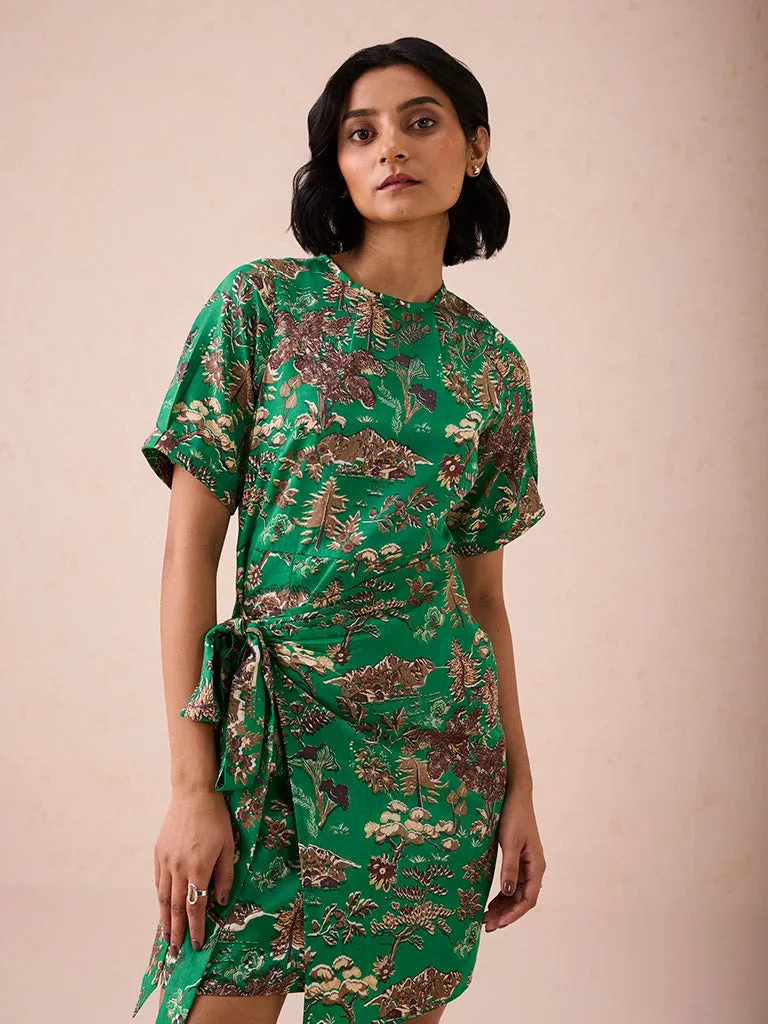 Green Fields Wrap Dress