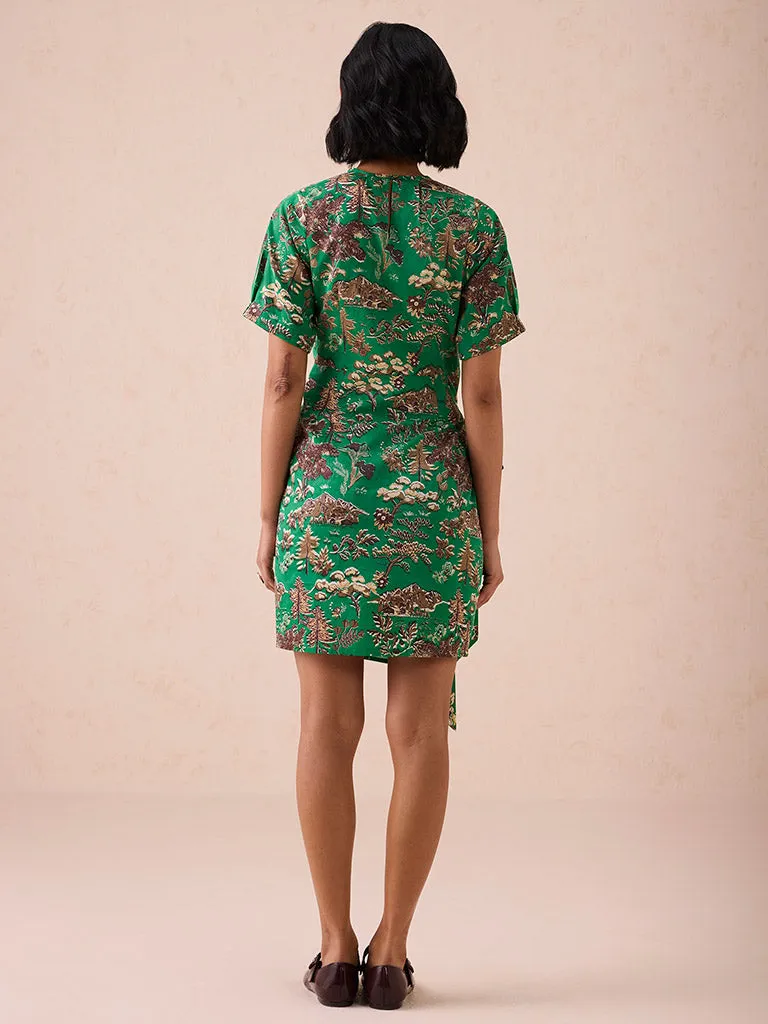 Green Fields Wrap Dress