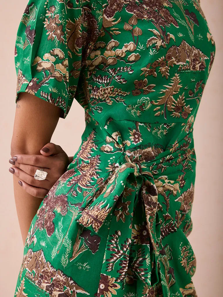 Green Fields Wrap Dress