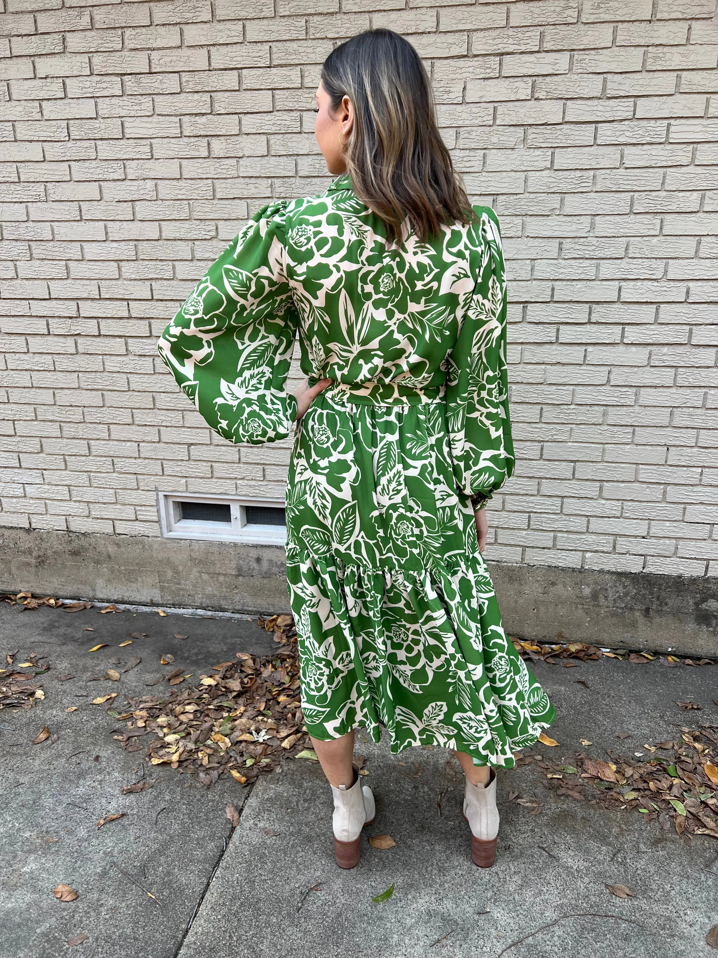 Green printed dress