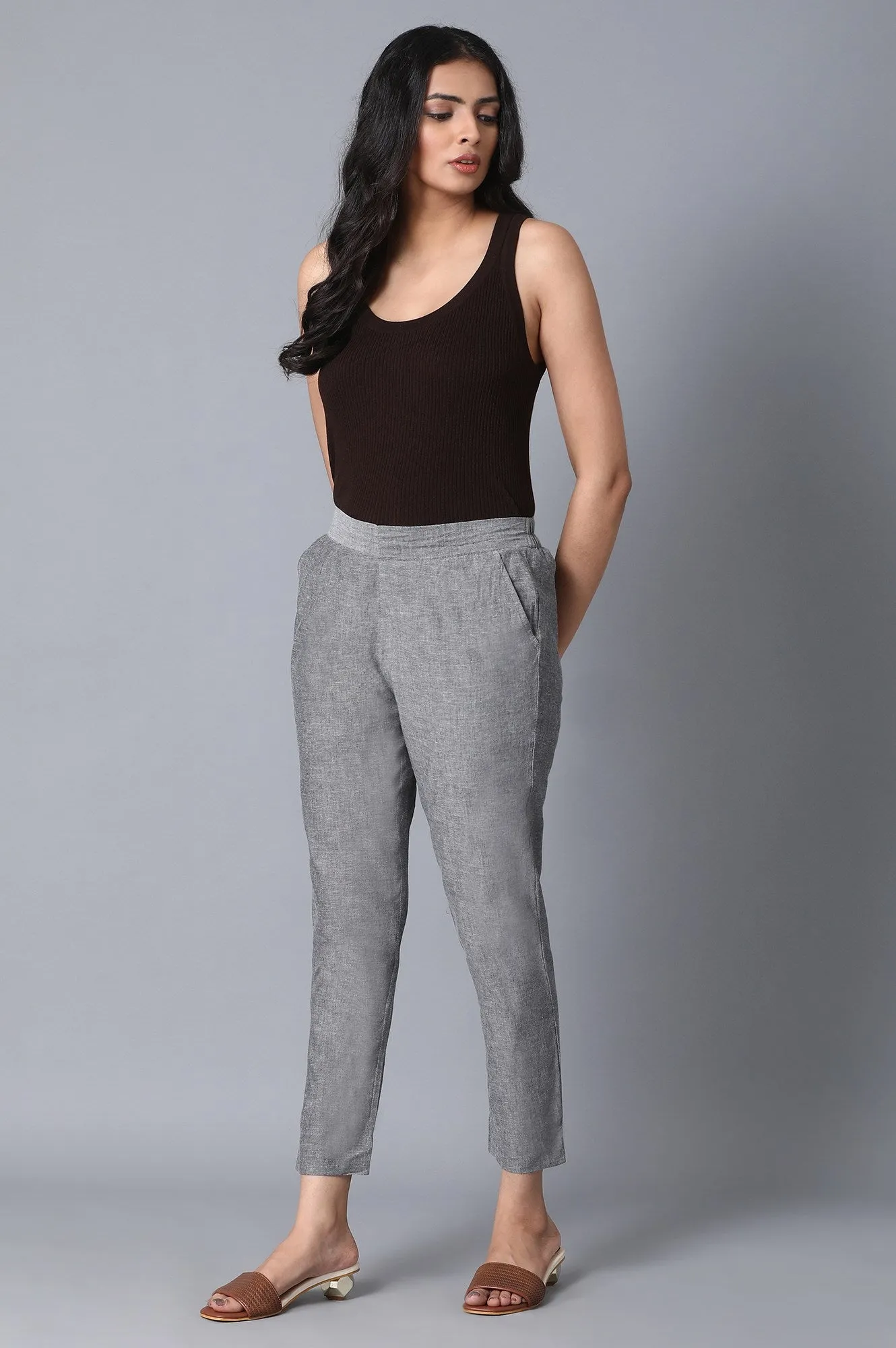 Grey Slim Fit Trouser Pants