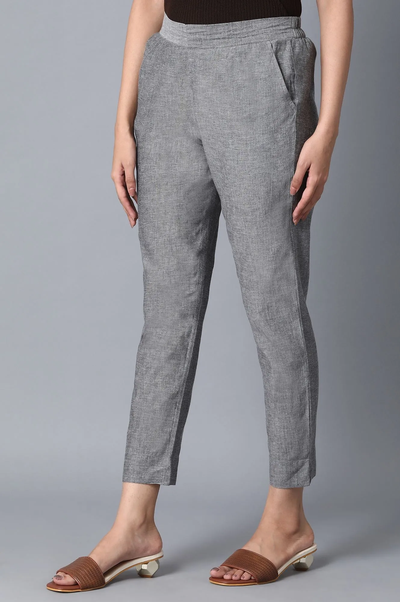 Grey Slim Fit Trouser Pants