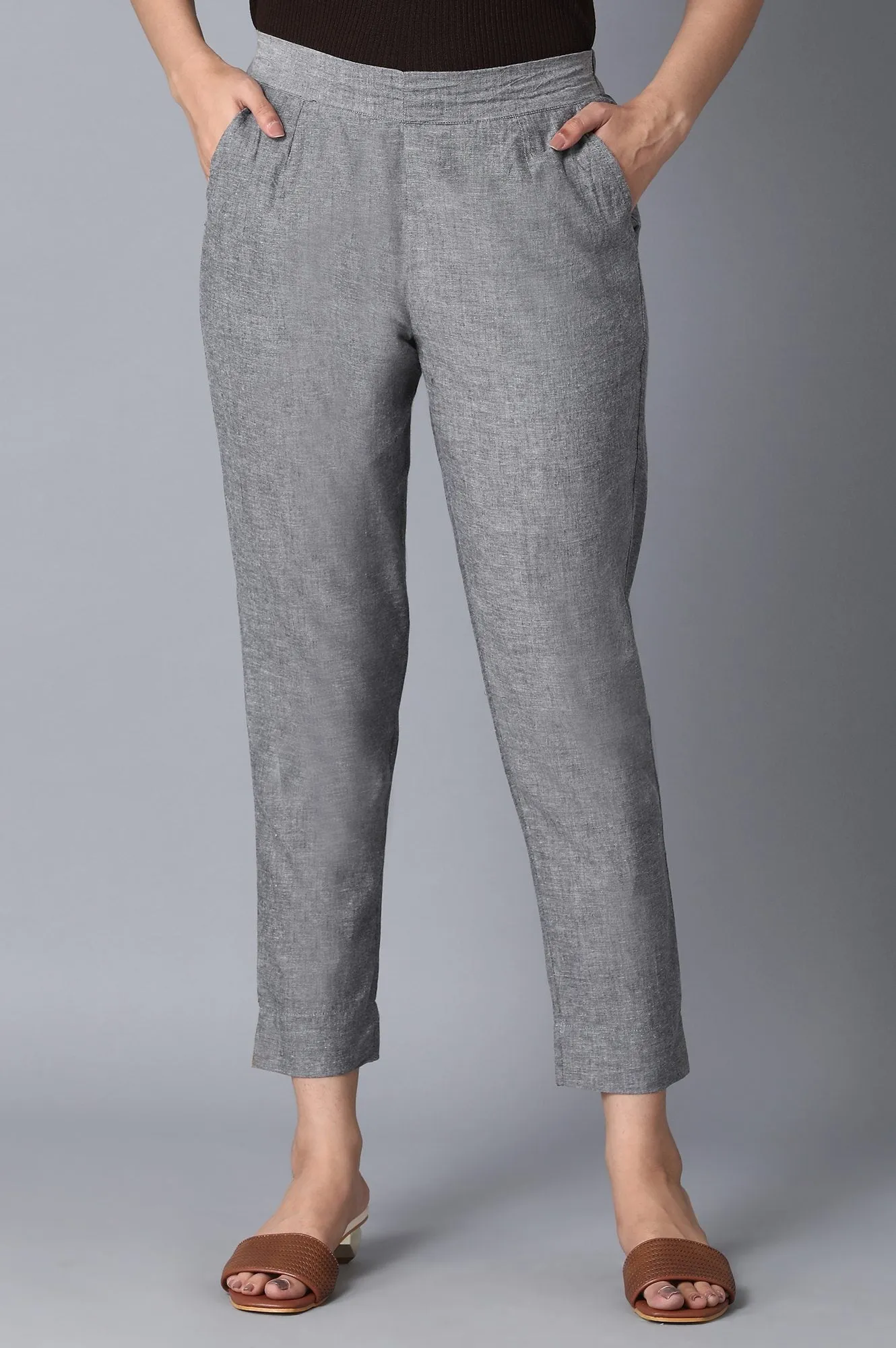 Grey Slim Fit Trouser Pants