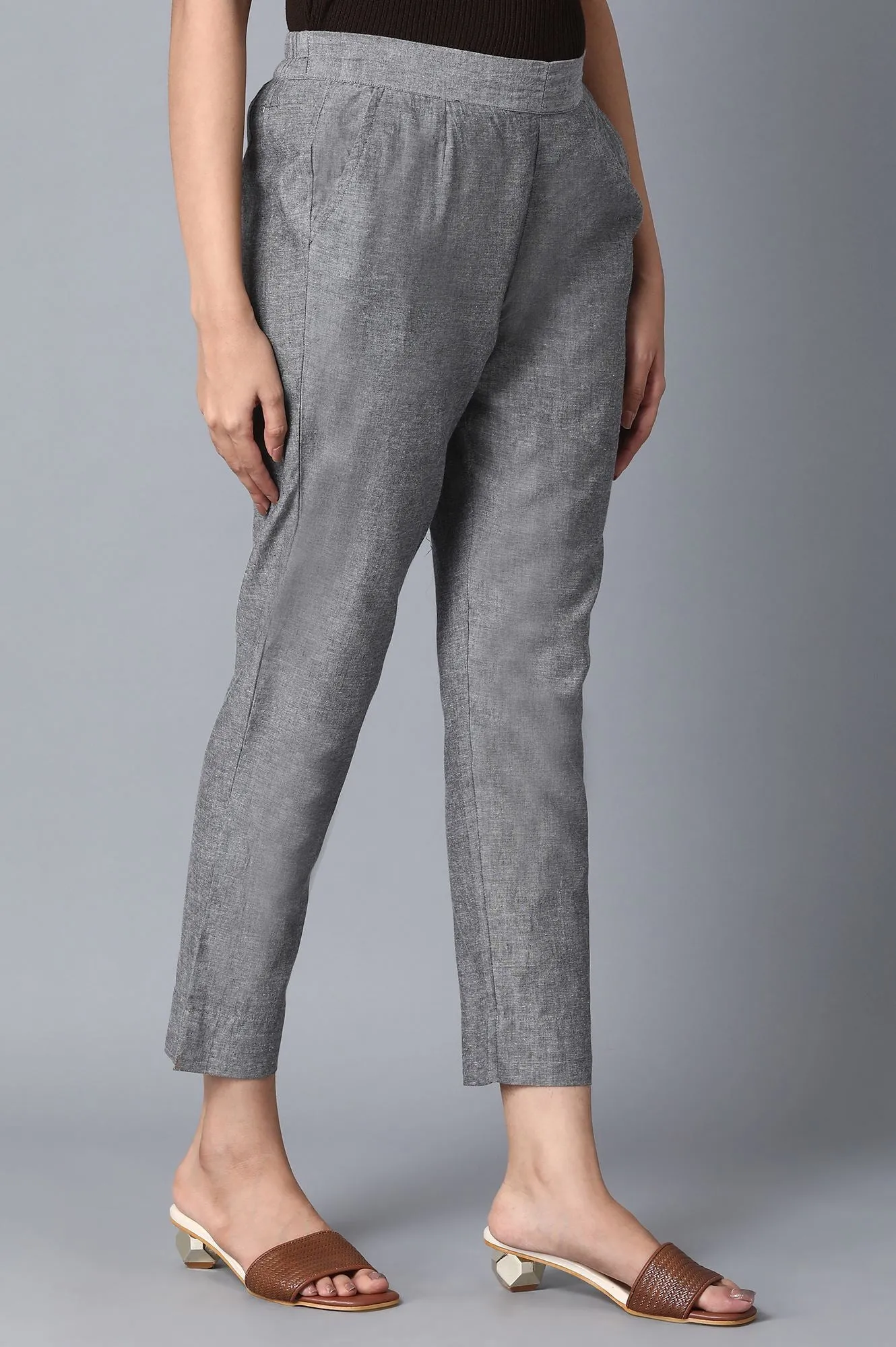 Grey Slim Fit Trouser Pants