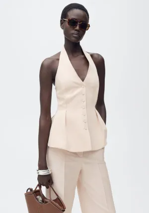 Halter neck vest with darts - Light/pastel Pink