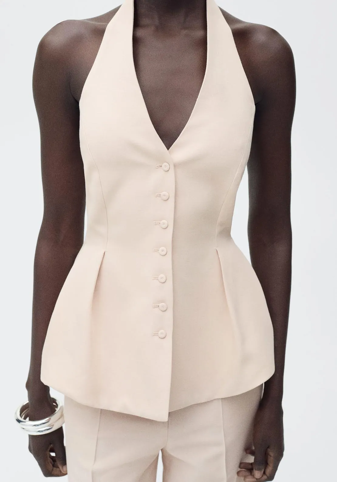 Halter neck vest with darts - Light/pastel Pink