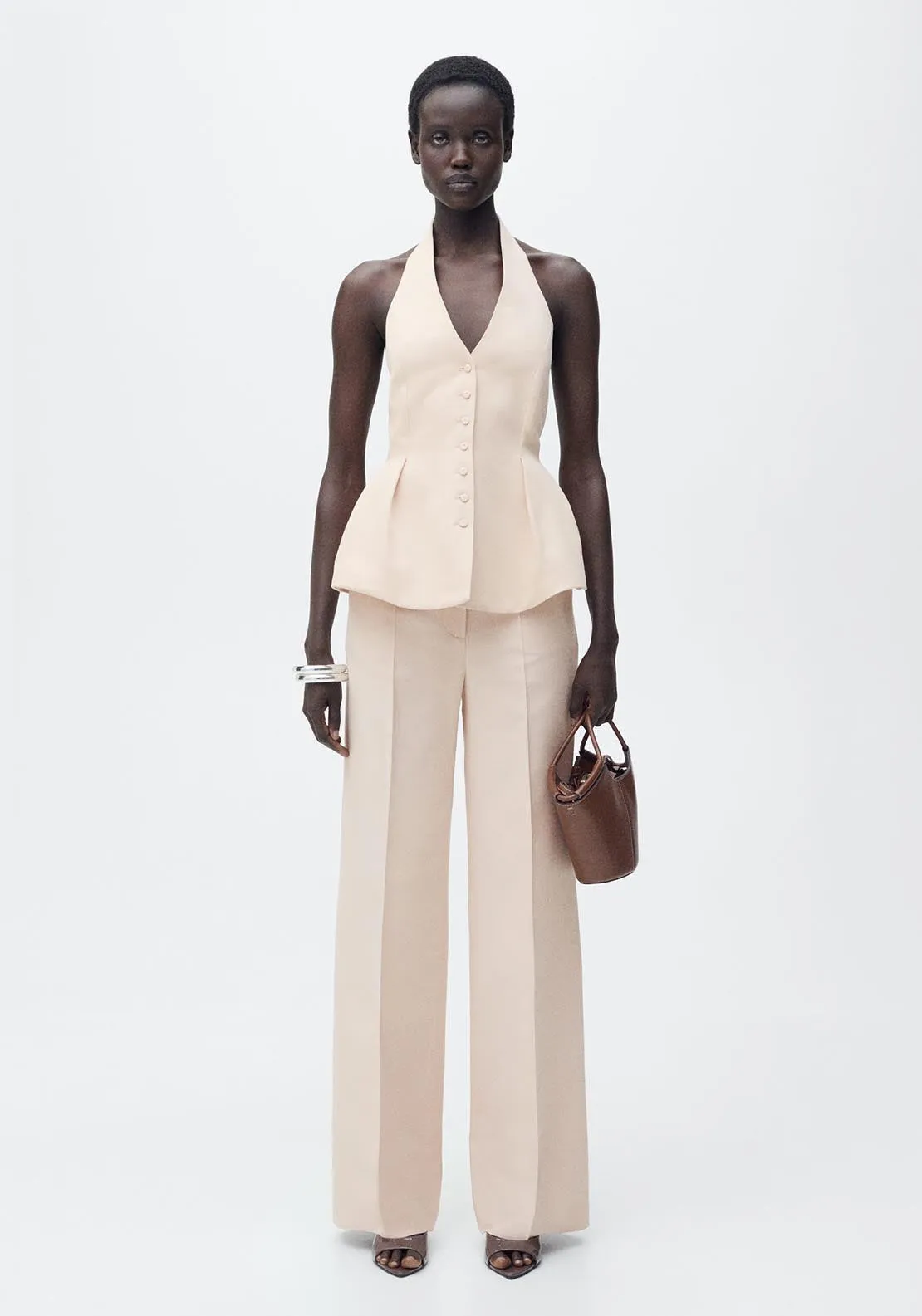 Halter neck vest with darts - Light/pastel Pink