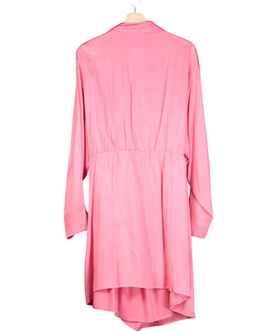 H&M Pink Satin Wrapover Shirt Dress UK XXL