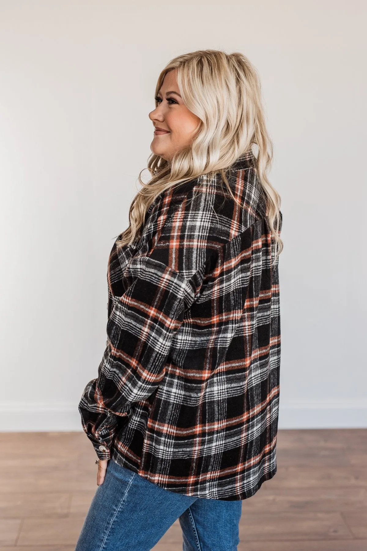 Happiest Pumpkin Plaid Jacket- Black & Orange