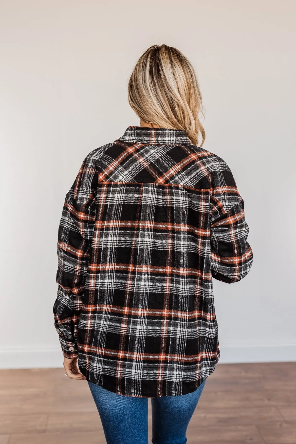 Happiest Pumpkin Plaid Jacket- Black & Orange