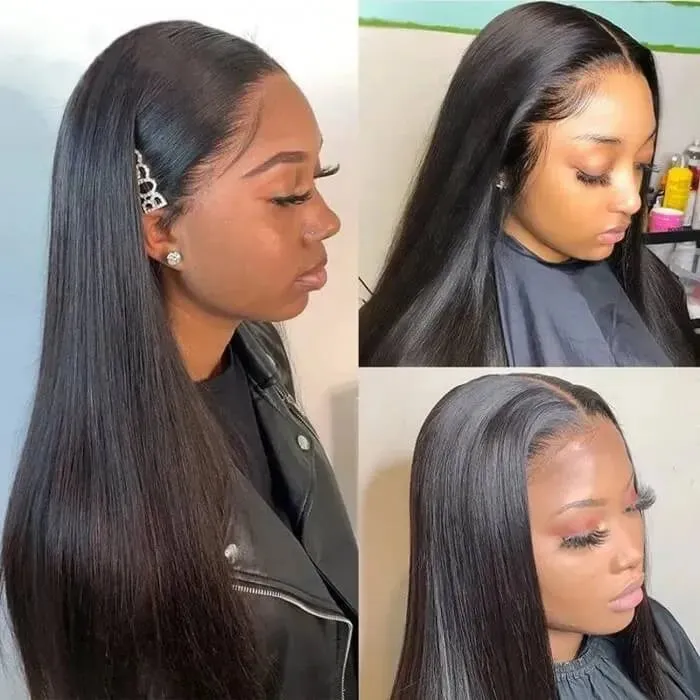 HD Lace Straight 13x4 Frontal Wig Invisible Swiss Lace Wig Real HD Lace Natural Black Free Part