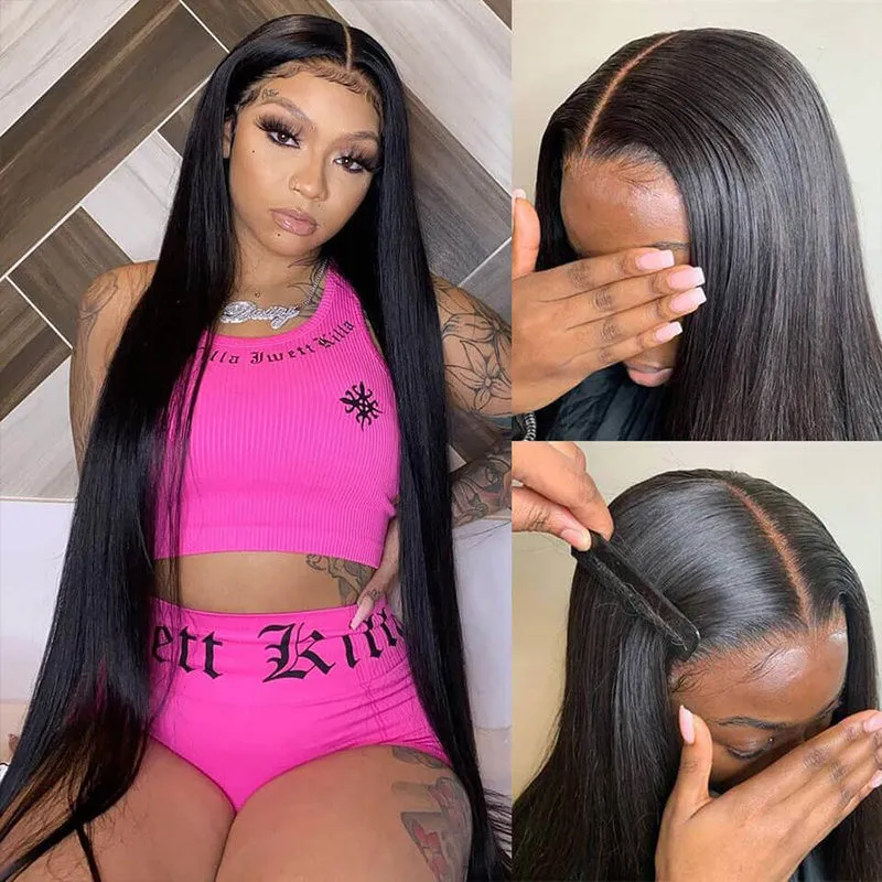 HD Lace Straight 13x4 Frontal Wig Invisible Swiss Lace Wig Real HD Lace Natural Black Free Part