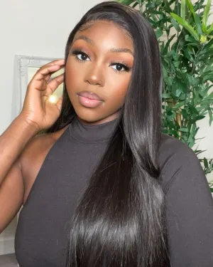 HD Lace Straight 13x4 Frontal Wig Invisible Swiss Lace Wig Real HD Lace Natural Black Free Part