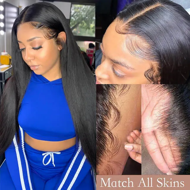 HD Lace Straight 13x4 Frontal Wig Invisible Swiss Lace Wig Real HD Lace Natural Black Free Part