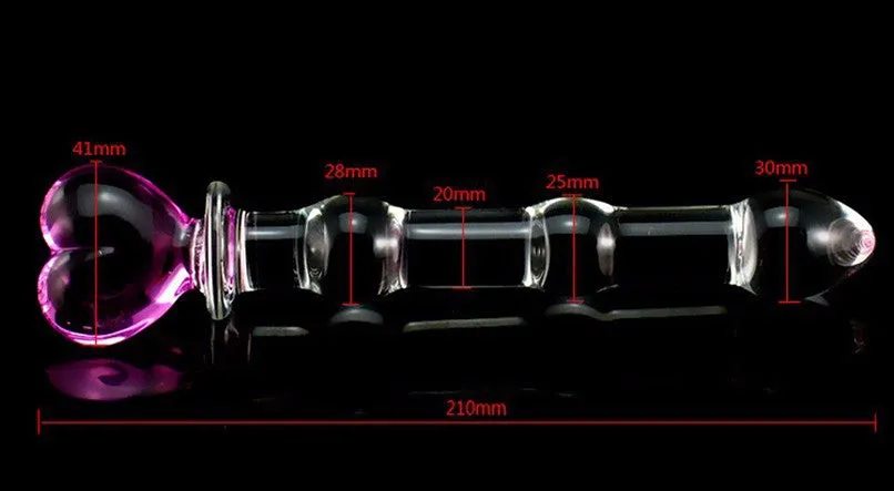 Heart Pink Crystal  Glass Dildo