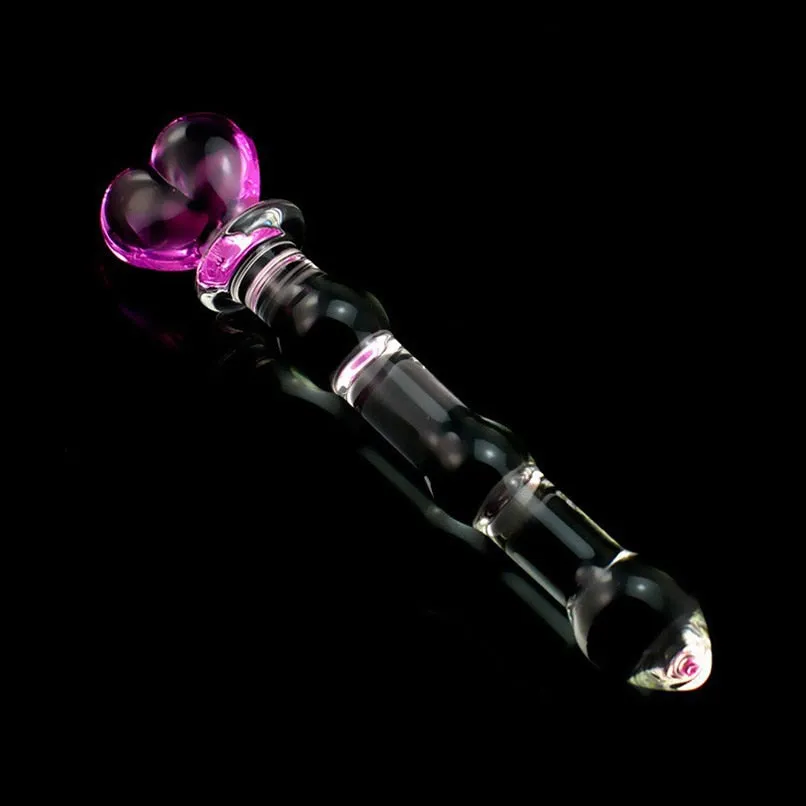 Heart Pink Crystal  Glass Dildo