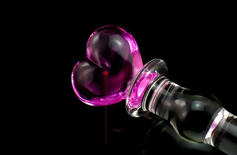 Heart Pink Crystal  Glass Dildo
