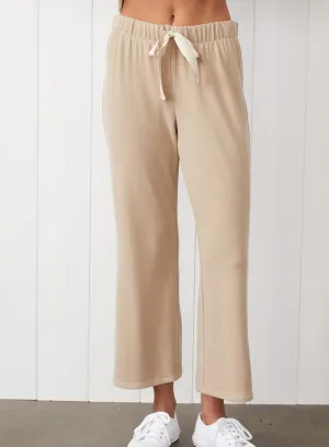Honeyluxe Drawstring Cropped Flare Pant Taupe