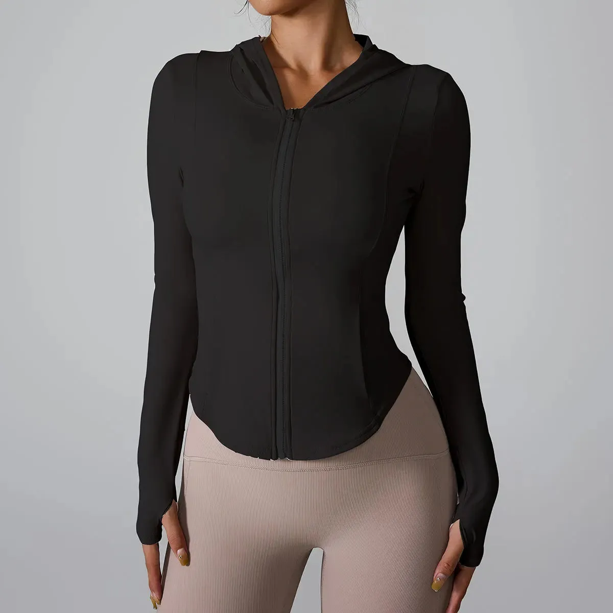 Hooded Slim Top Jacket with Pockets