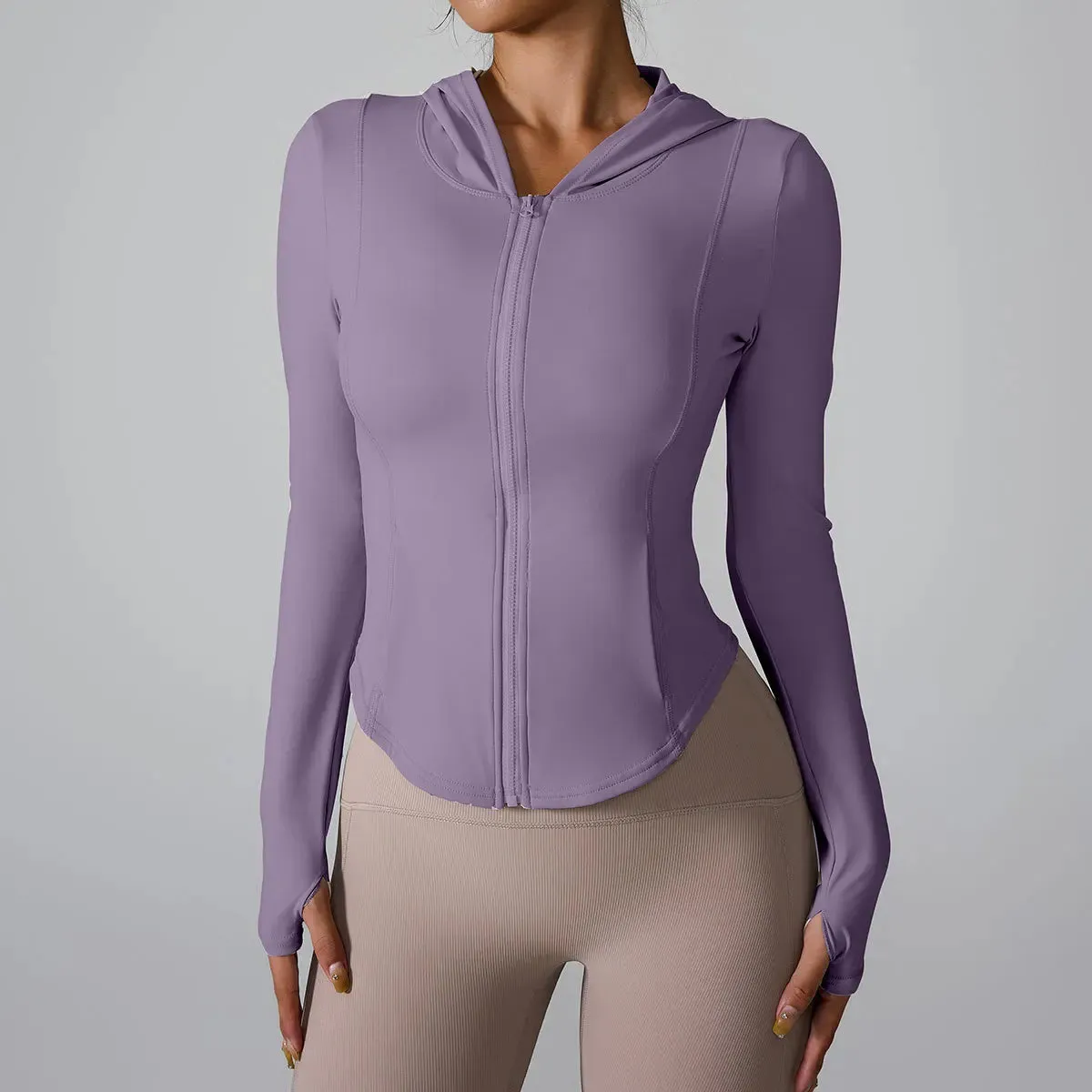 Hooded Slim Top Jacket with Pockets