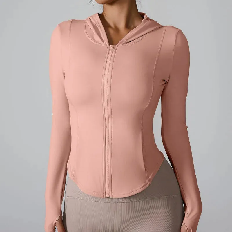 Hooded Slim Top Jacket with Pockets