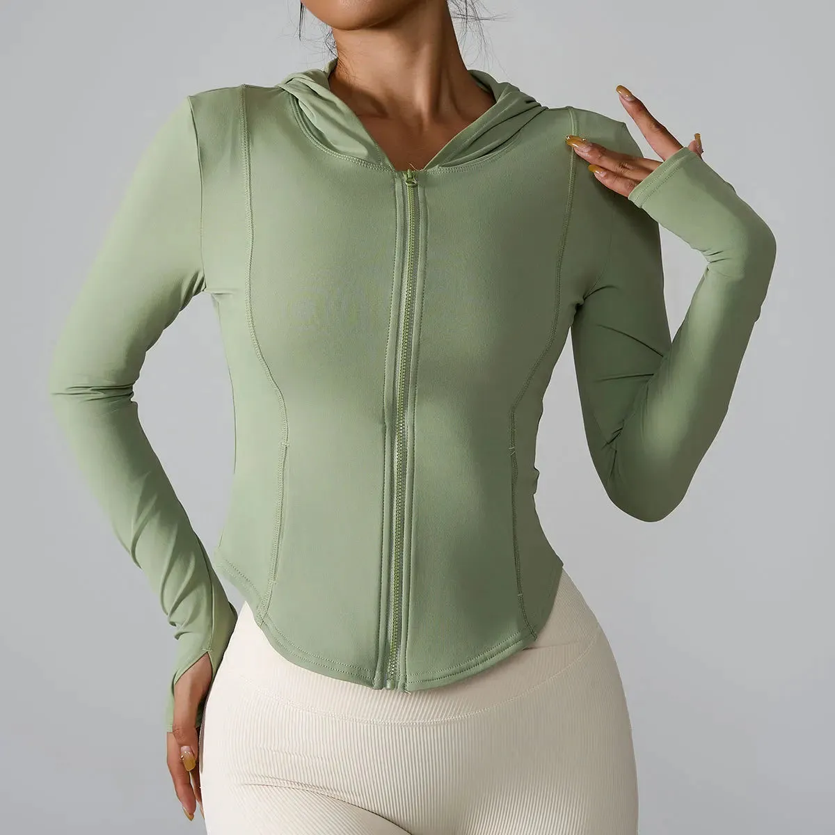 Hooded Slim Top Jacket with Pockets