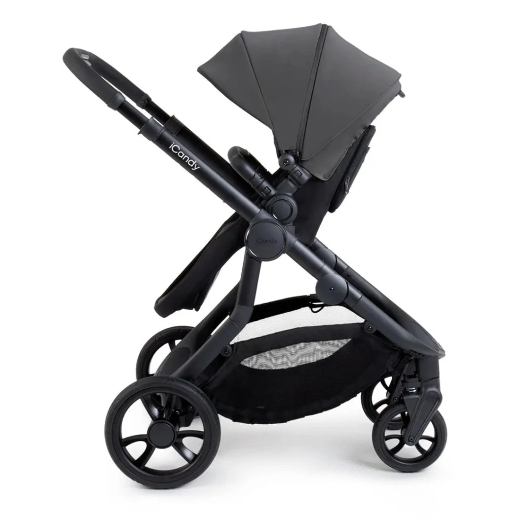 ICANDY Orange 4 Double Pushchair Bundle with Second Seat Fabric - Jet (Fossil)