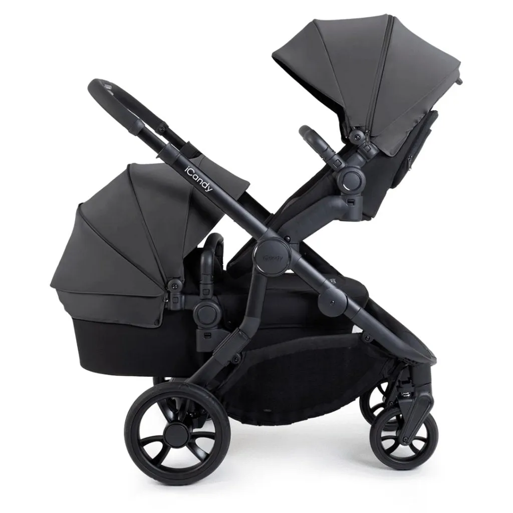 ICANDY Orange 4 Double Pushchair Bundle with Second Seat Fabric - Jet (Fossil)