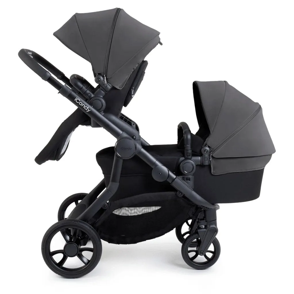 ICANDY Orange 4 Double Pushchair Bundle with Second Seat Fabric - Jet (Fossil)