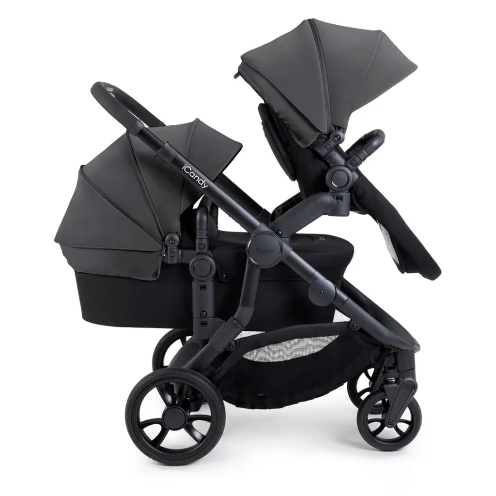 ICANDY Orange 4 Double Pushchair Bundle with Second Seat Fabric - Jet (Fossil)