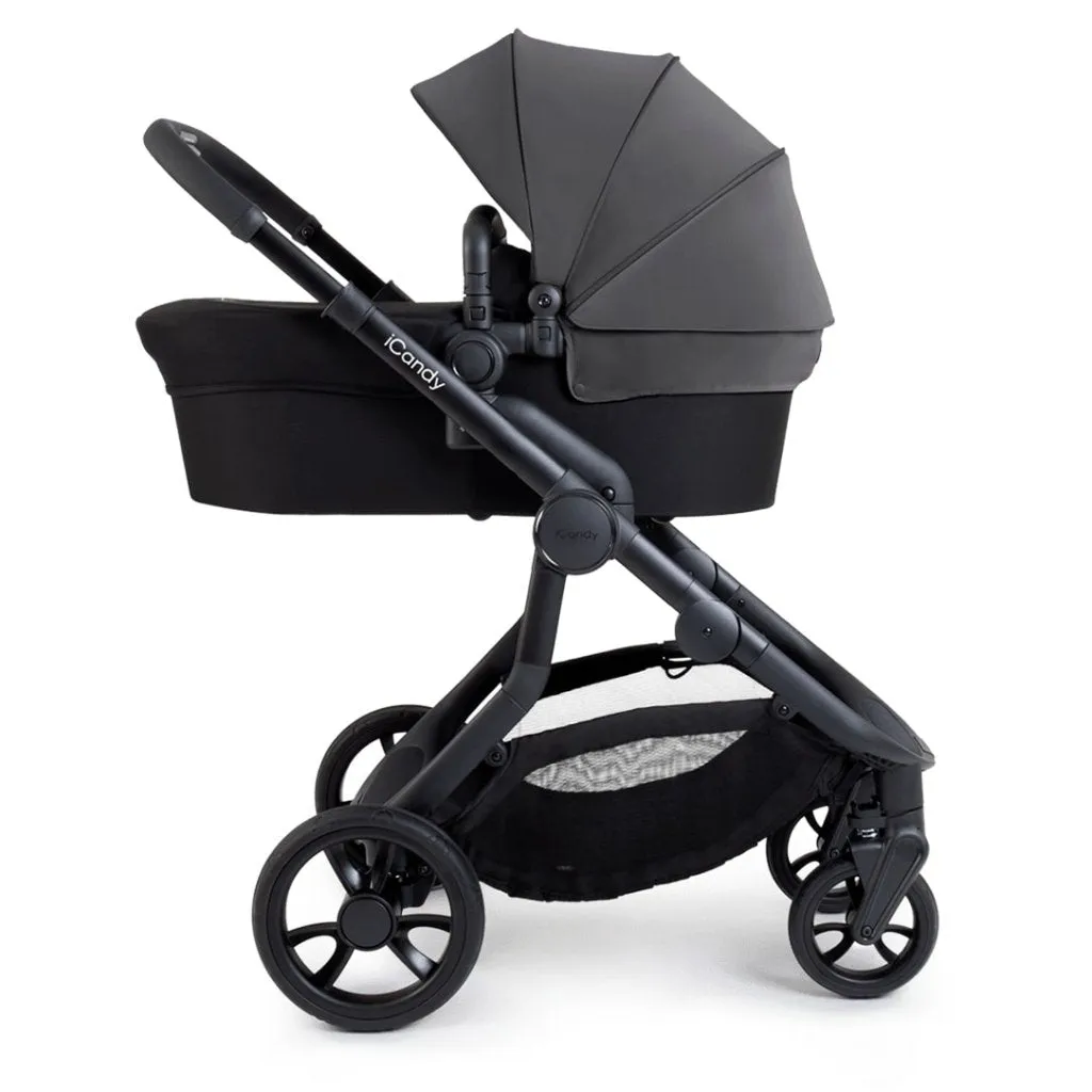 ICANDY Orange 4 Double Pushchair Bundle with Second Seat Fabric - Jet (Fossil)