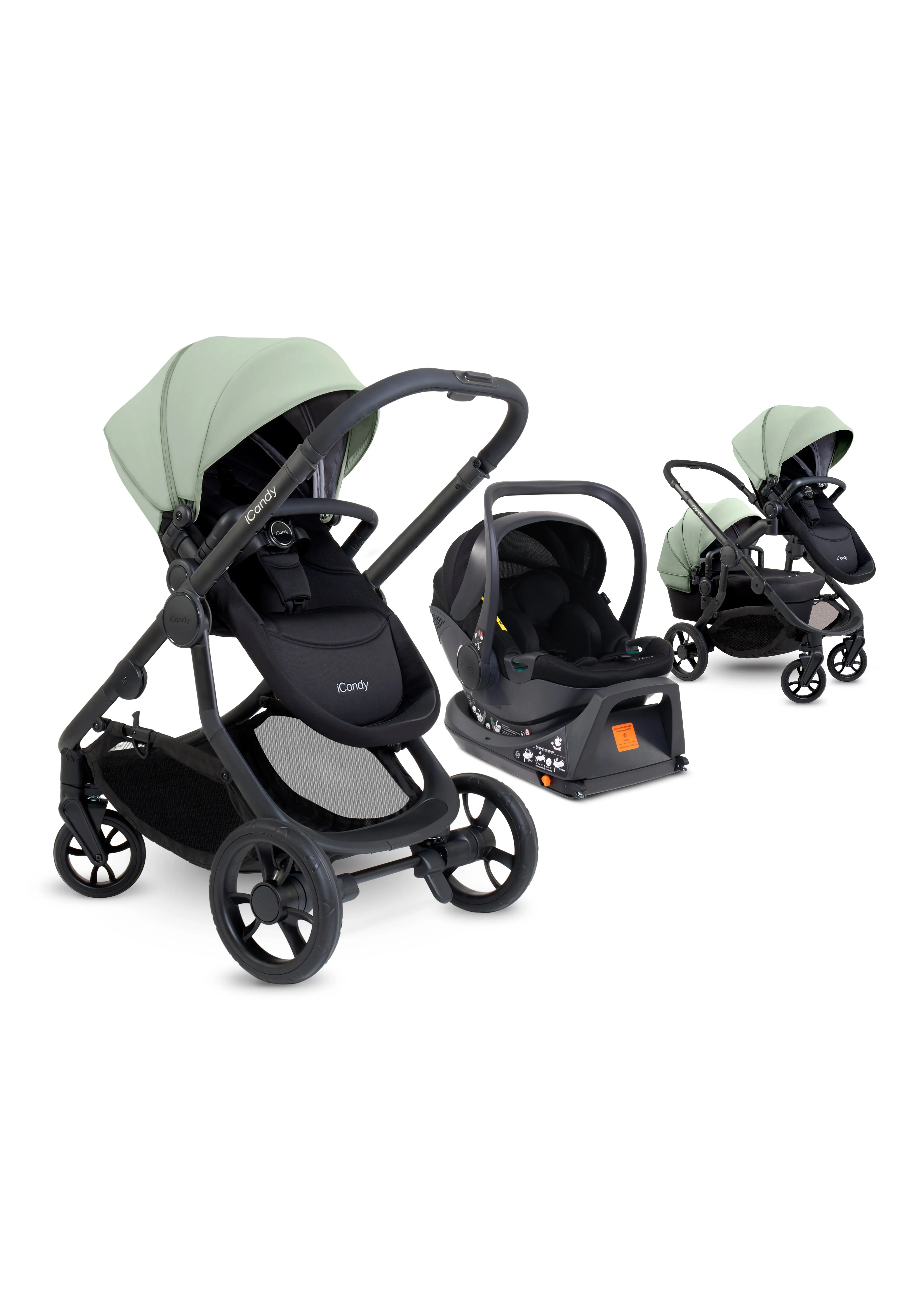 iCandy Orange 4 Pushchair with Cocoon Car Seat & Base - Jet Pistachio Edition