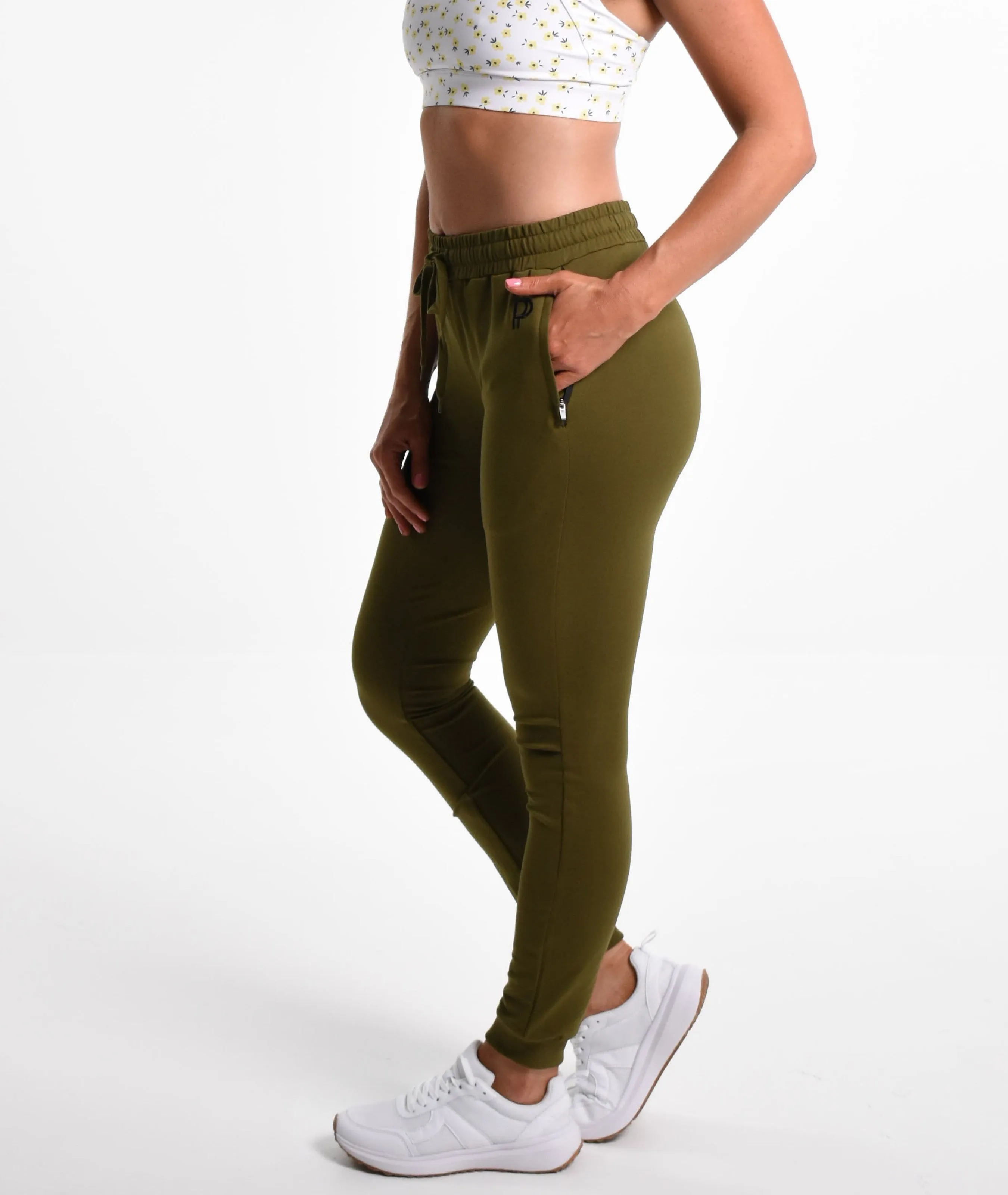 Isabella Slim Fit Full Length Active Jogger - Olive