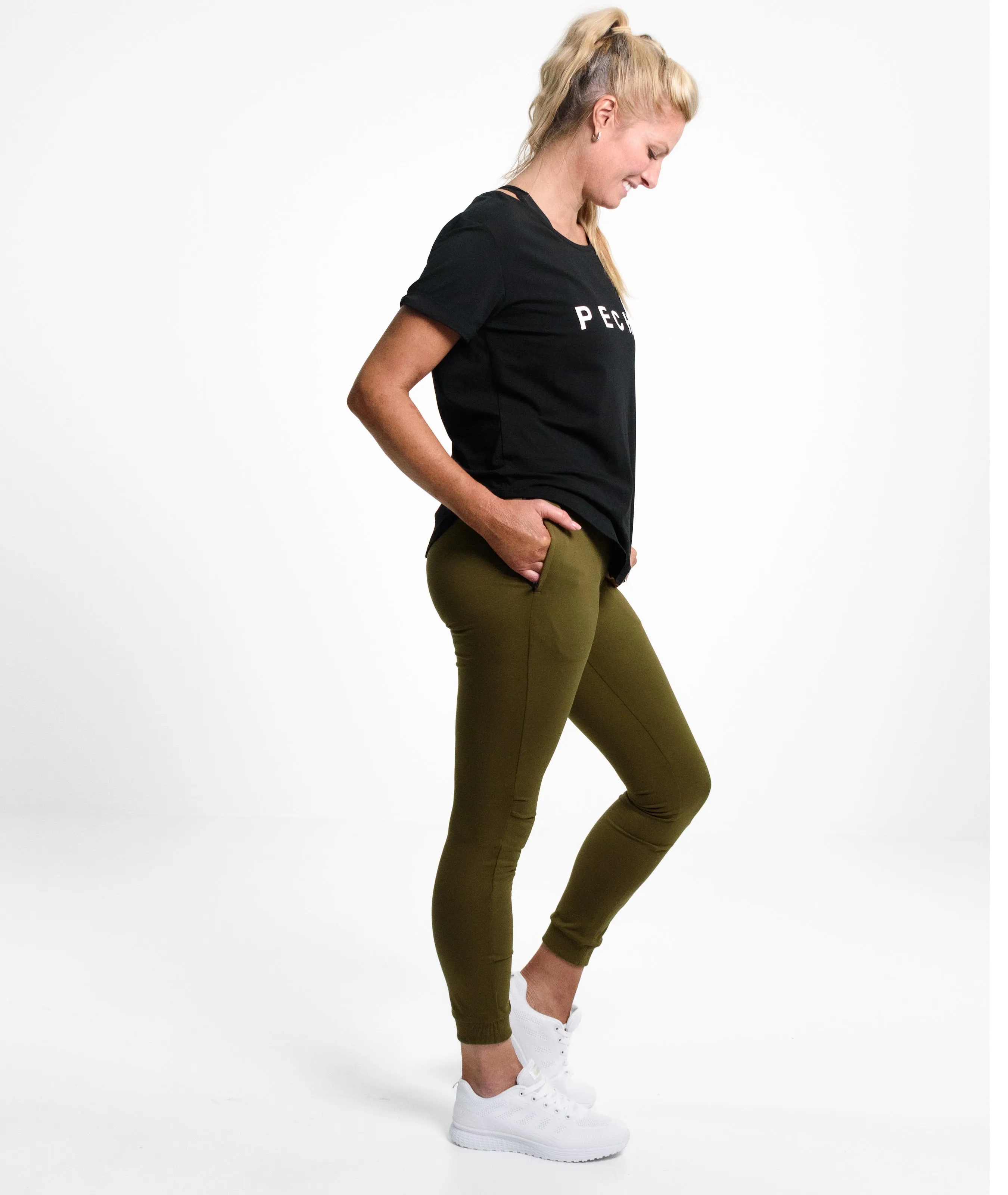 Isabella Slim Fit Full Length Active Jogger - Olive