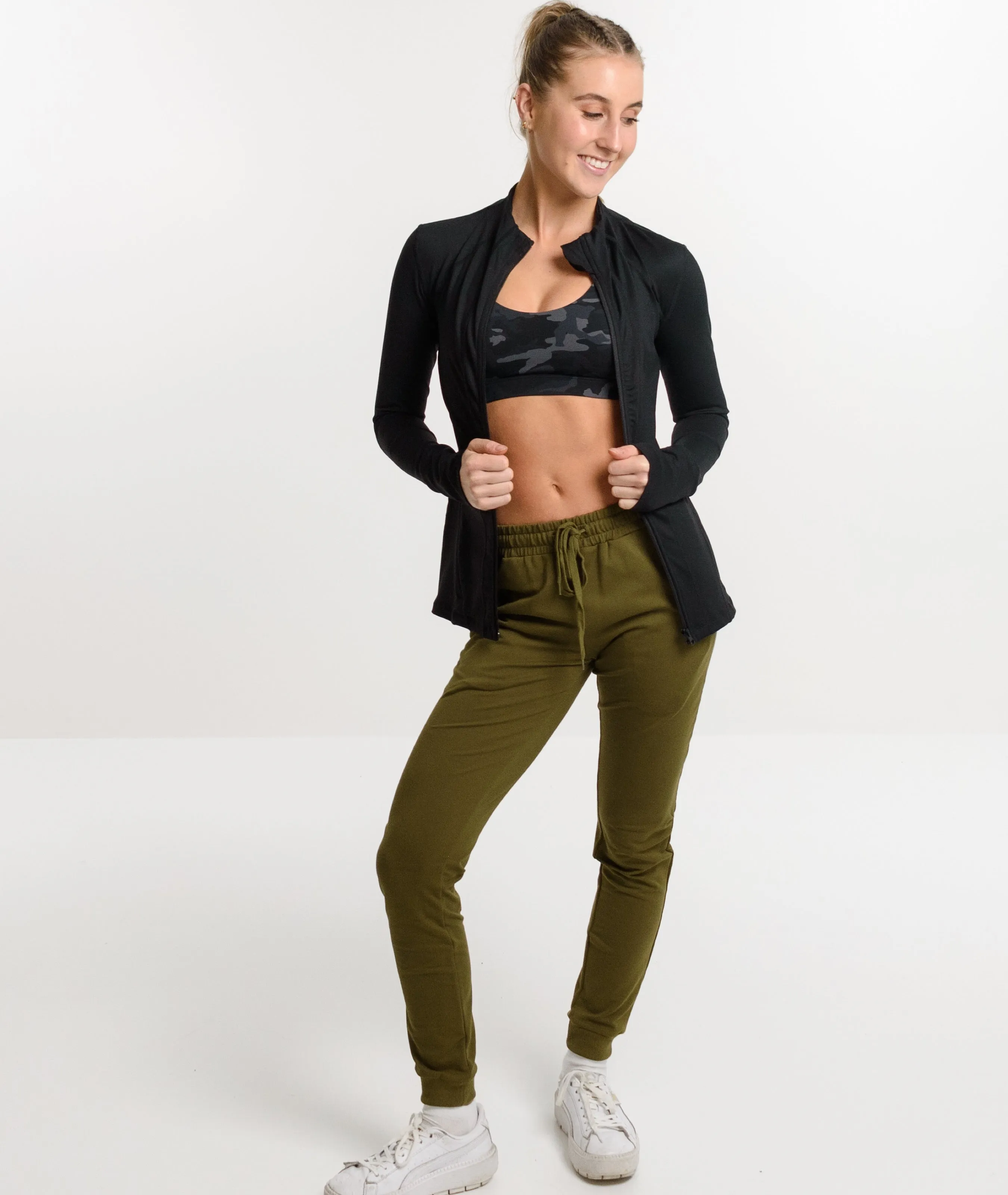 Isabella Slim Fit Full Length Active Jogger - Olive