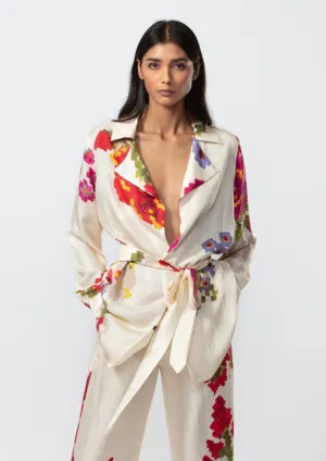 Ivory floral printed jacket