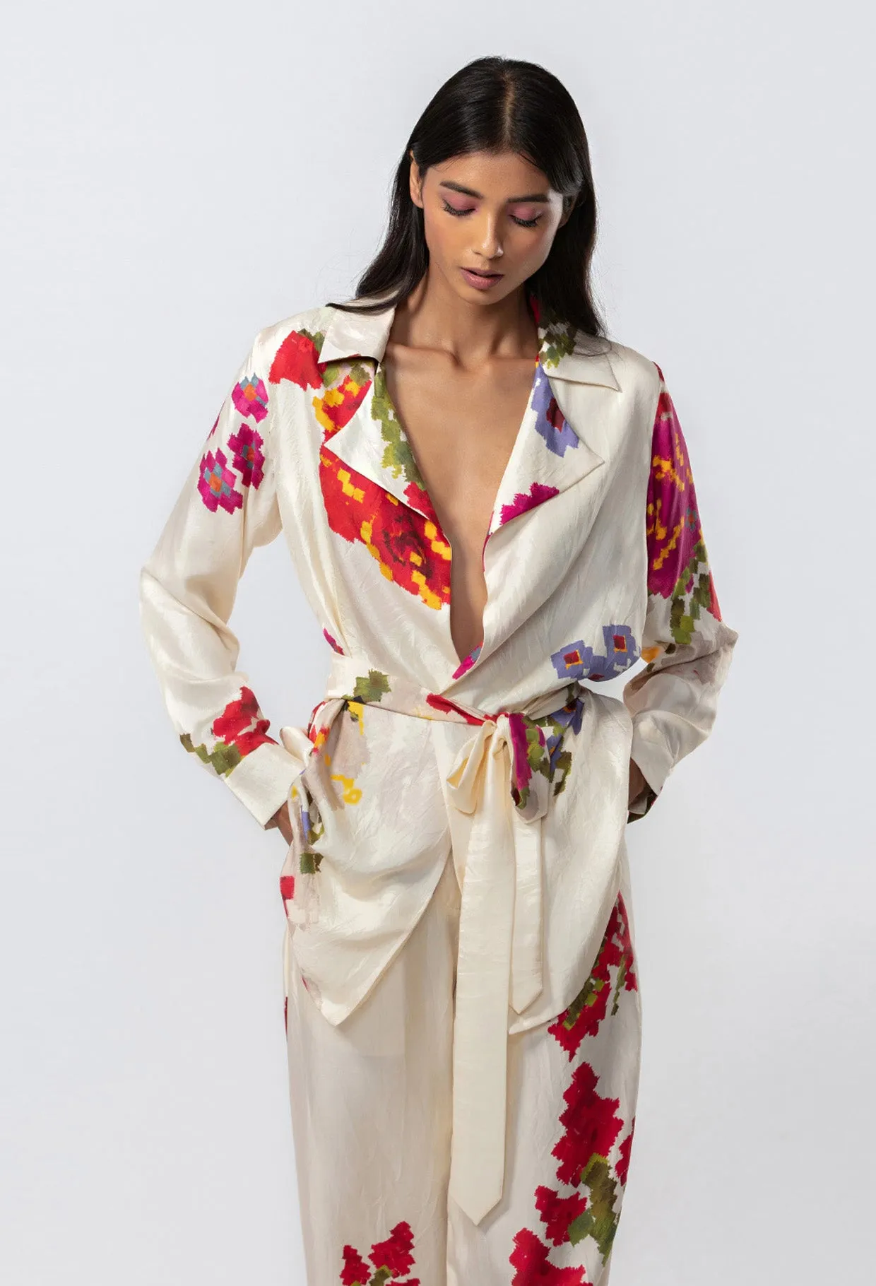 Ivory floral printed jacket