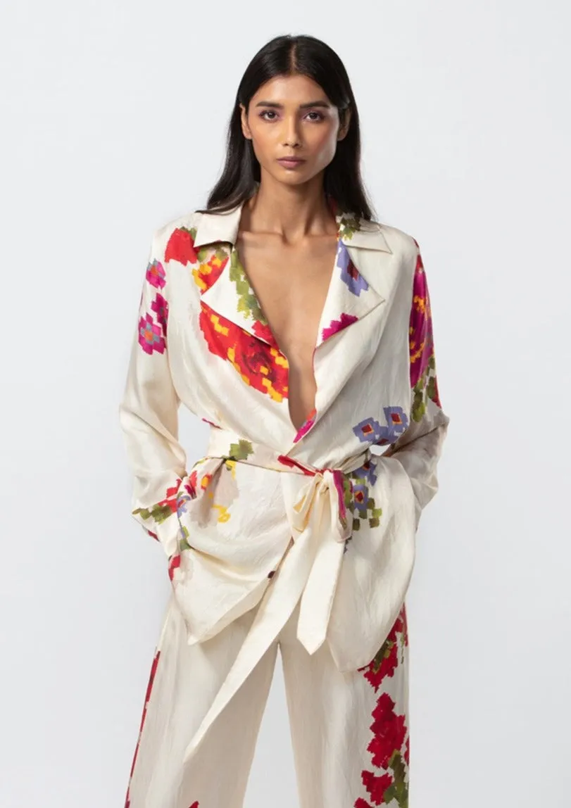 Ivory floral printed jacket