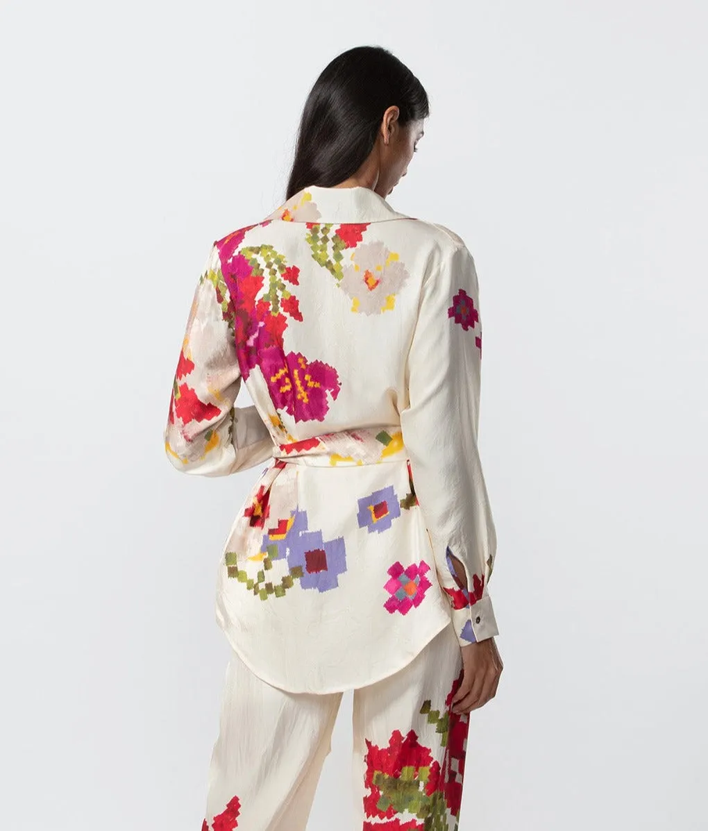 Ivory floral printed jacket