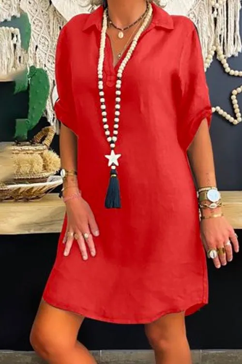 Joanne - Shirt Dress with Rolled Sleeves