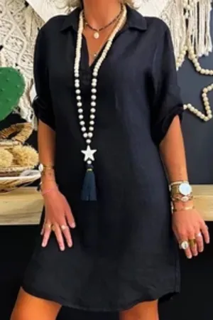 Joanne - Shirt Dress with Rolled Sleeves
