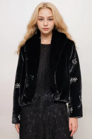Johnny Was Jade Black Angella Faux Fur Jacket L49324-O