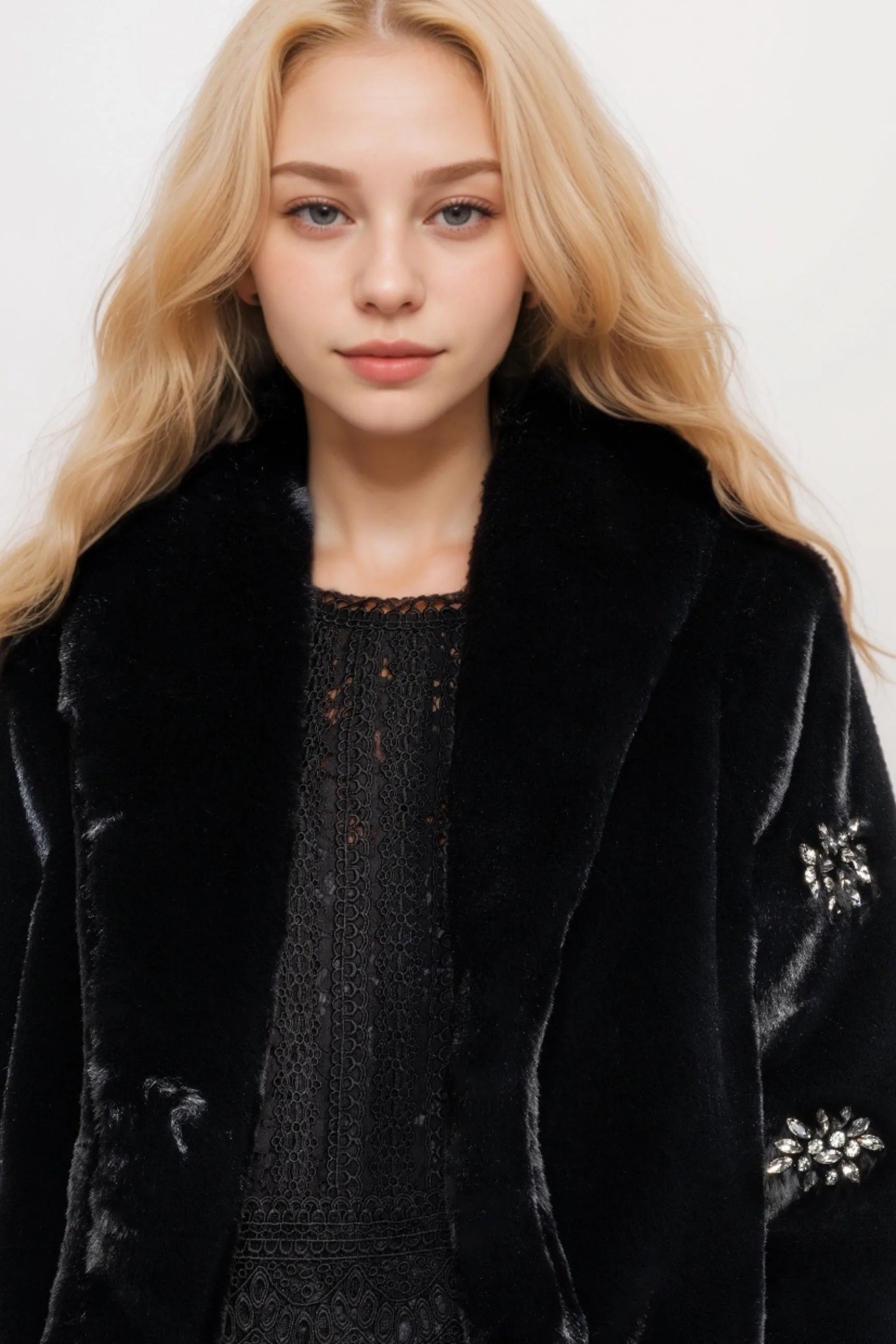 Johnny Was Jade Black Angella Faux Fur Jacket L49324-O